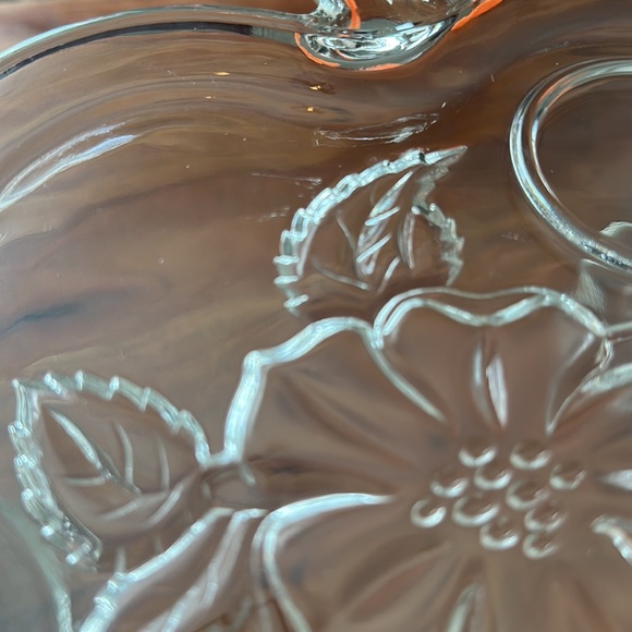 Vintage Mid Century Hazel Atlas Apple Blossom Snack Plates Beaded Cups 1950s EUC - Picture 5 of 5